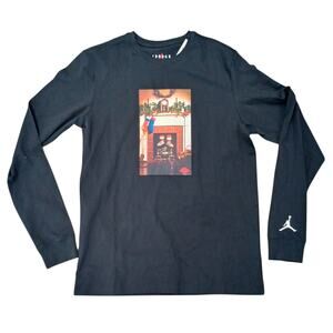 NWT Nike Air Jordan Retro 1 Xmas Chimney Long Sleeve T-Shirt Black Men’s Sz M